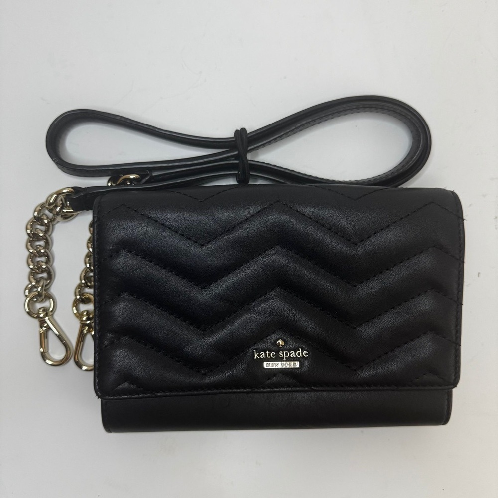 Kate Spade Leather Briar Lane Mini Emelyn Quilted Crossbody Shoulder Bag Black